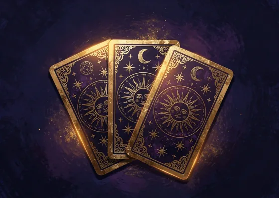 Trois cartes à bords dorés, dos célestes